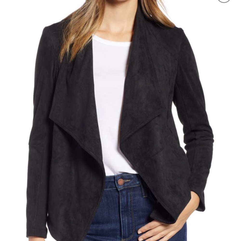 Zara Drape Front Faux Suede Jacket